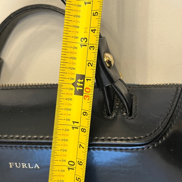 Furla dark green nylon & black leather tote satchel, cross-body, two-way. - Picture 15 of 16